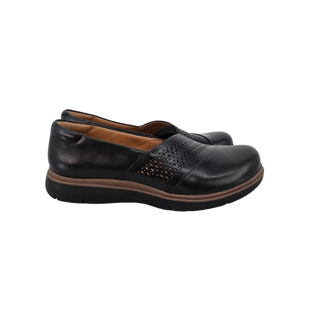 Clarks Artisan Cheyn Madi Black Leather Laser Cut Loafers Womens 8.5 M